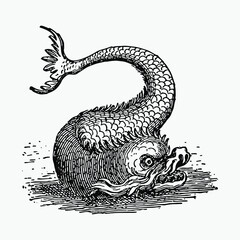 Fish creature vintage drawing © Rawpixel.com