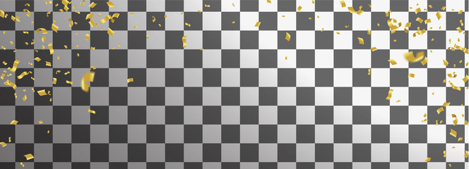 Golden confetti Vector Festive Illustration of Falling Shiny Confetti Glitters Isolated