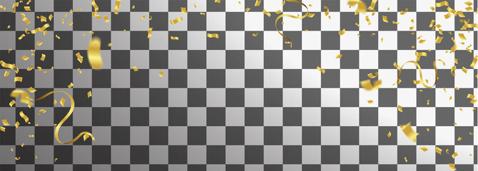 Golden confetti Vector Festive Illustration of Falling Shiny Confetti Glitters Isolated