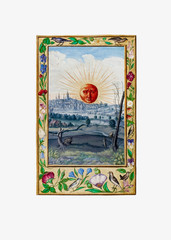 Medieval sun with face artwork