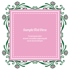 Vector illustration pink flower frame with your sample text here hand drawn