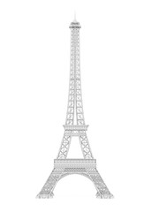 Fototapeta na wymiar White Eiffel Tower Isolated
