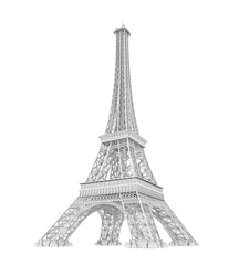 White Eiffel Tower Isolated