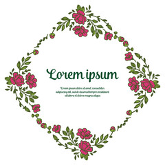 Vector illustration red flower frame with lorem ipsum hand drawn