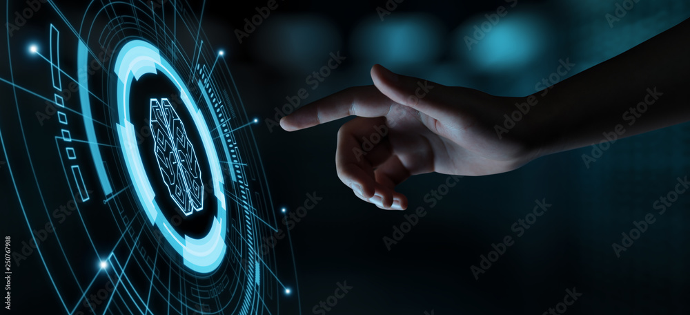 Sticker artificial intelligence machine learning business internet technology concept