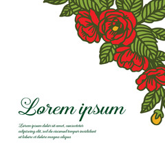 Vector illustration lorem ipsum with decorative frame flower hand drawn