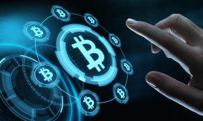 Fototapeta na wymiar Bitcoin Cryptocurrency Digital Bit Coin BTC Currency Technology Business Internet Concept
