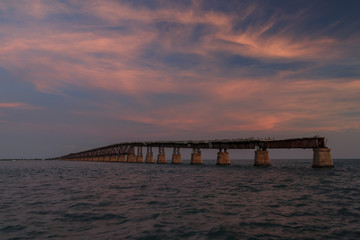 Fototapeta na wymiar Bahia Honda Rail Bridge at sunset, Florida Keys