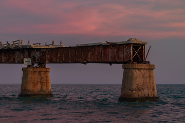 Fototapeta premium Bahia Honda Rail Bridge at sunset, Florida Keys