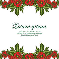 Vector illustration frame flower style with lettering lorem ipsum hand drawn