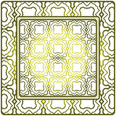 Obraz premium Template Print For Fabric. Pattern Of Geometric Ornament With Border. Illustration. Seamless. For Print Bandana, Shawl, Carpet. Olive gradient color