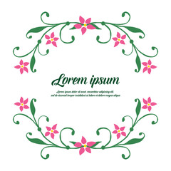 Vector illustration ornate pink flower with lettering lorem ipsum hand drawn