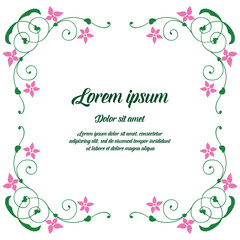 Vector illustration ornate pink flower with lettering lorem ipsum hand drawn