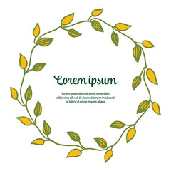 Vector illustration greeting card lorem ipsum with green leaves frame flower hand drawn