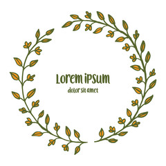 Vector illustration greeting card lorem ipsum with green leaves frame flower hand drawn