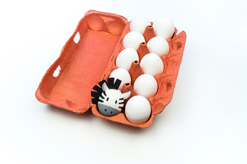 Easter holiday concept with cute handmade eggs: zebra.