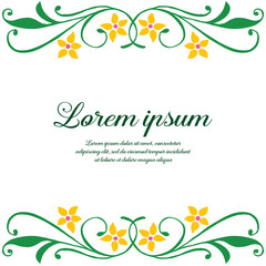 Vector illustration decoration flower and leaf frame with lorem ipsum hand drawn