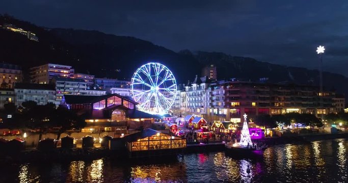 earial view of montreux in winter