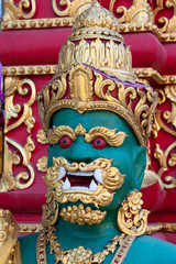 Chiang Rai Thailand, guardian demon at Wat Klang Wiang