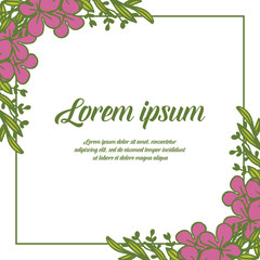 Vector illustration lettering lorem ipsum with elegant flower frame hand drawn