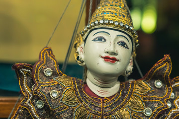 Traditional handicraft puppets for sale  in the ancient pagoda in Bagan, Myanmar