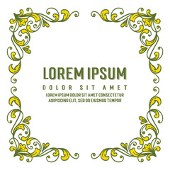 Vector illustration greeting card lorem ipsum with flower frame white backdrop hand drawn