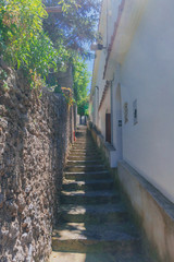 Steps by house in the town of Praiano, along the Amalfi Coast, Italy