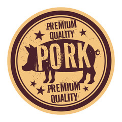 Pork stamp or label text Premium Quality Pork