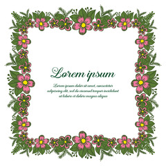 Vector illustration greeting card lorem ipsum with frame flower hand drawn