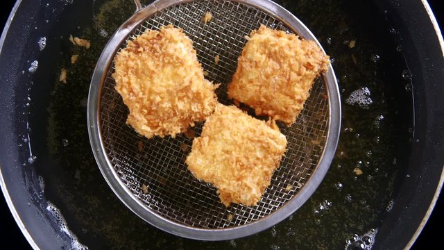 frying Salmon fish tempura