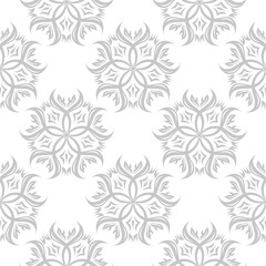 Floral white background with gray seamless pattern