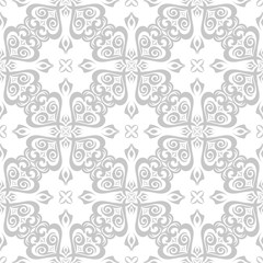 Gray seamless floral pattern on white background