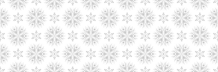 Floral seamless pattern. Gray and white background