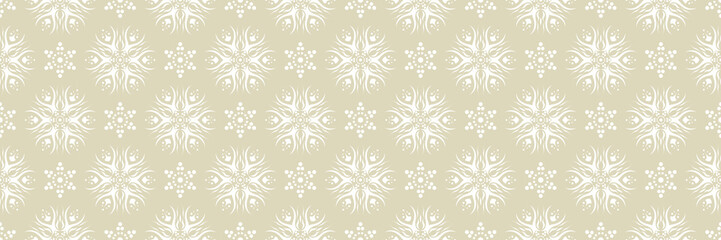 Naklejka na ściany i meble Floral print. White pattern on olive green seamless background