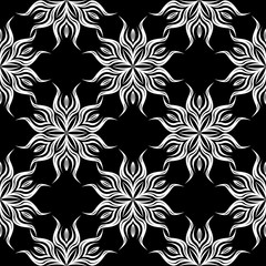  Floral seamless background. Monochrome black and white pattern. Vector illustrationFloral seamless background. Monochrome black and white pattern