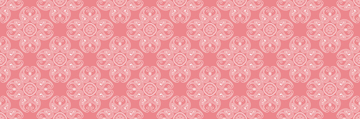 Indian seamless pink background with white pattern
