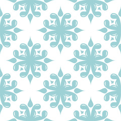 Floral seamless pattern. Blue and white background. Vector illustration
