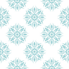 Floral seamless blue pattern on white background