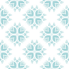 Seamless pattern with blue flowers On white background for textile