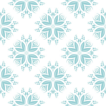 Seamless pattern with blue flowers On white background for textile