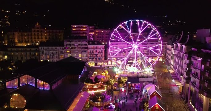 earial view of montreux in winter