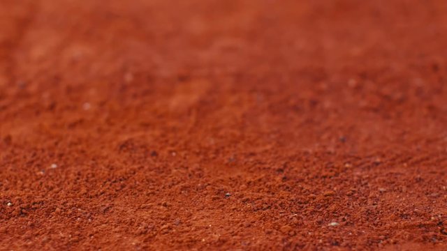 Background of red clay tennis court, dolly, 4k