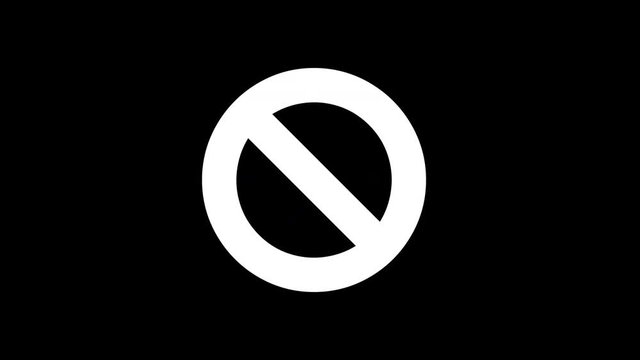 From the Glitch effect arises ban symbol. Then the TV turns off. Alpha channel Premultiplied - Matted with color black