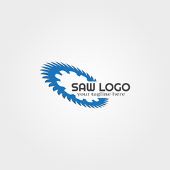wood saw logo template, vector logo for business corporate, tools, construction, illustration.
