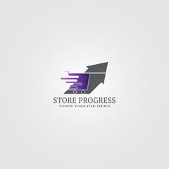 shopping cart with arrow logo template
