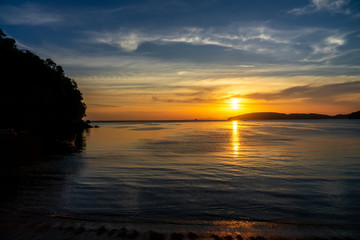 Beautiful sunset at the beach at Krabi Island, Thailand.