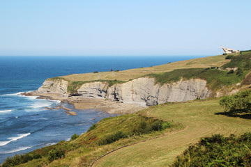 Coastline in Gijon, view to cliffs and ocean