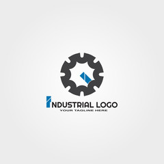 industrial logo template, vector logo for business corporate, industry sign or symbol, element, illustration.
