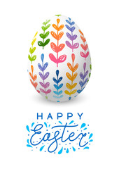 Easter egg with color floral ornate