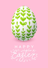 Easter egg with green floral ornate